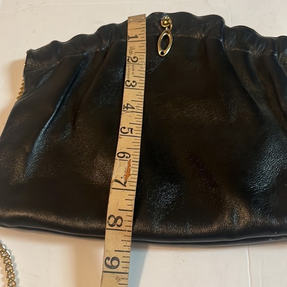 Norman Kaplan Las Vegas Shoulder Bag Gold Chain Clasp Strap Genuine Leather - Picture 10 of 10